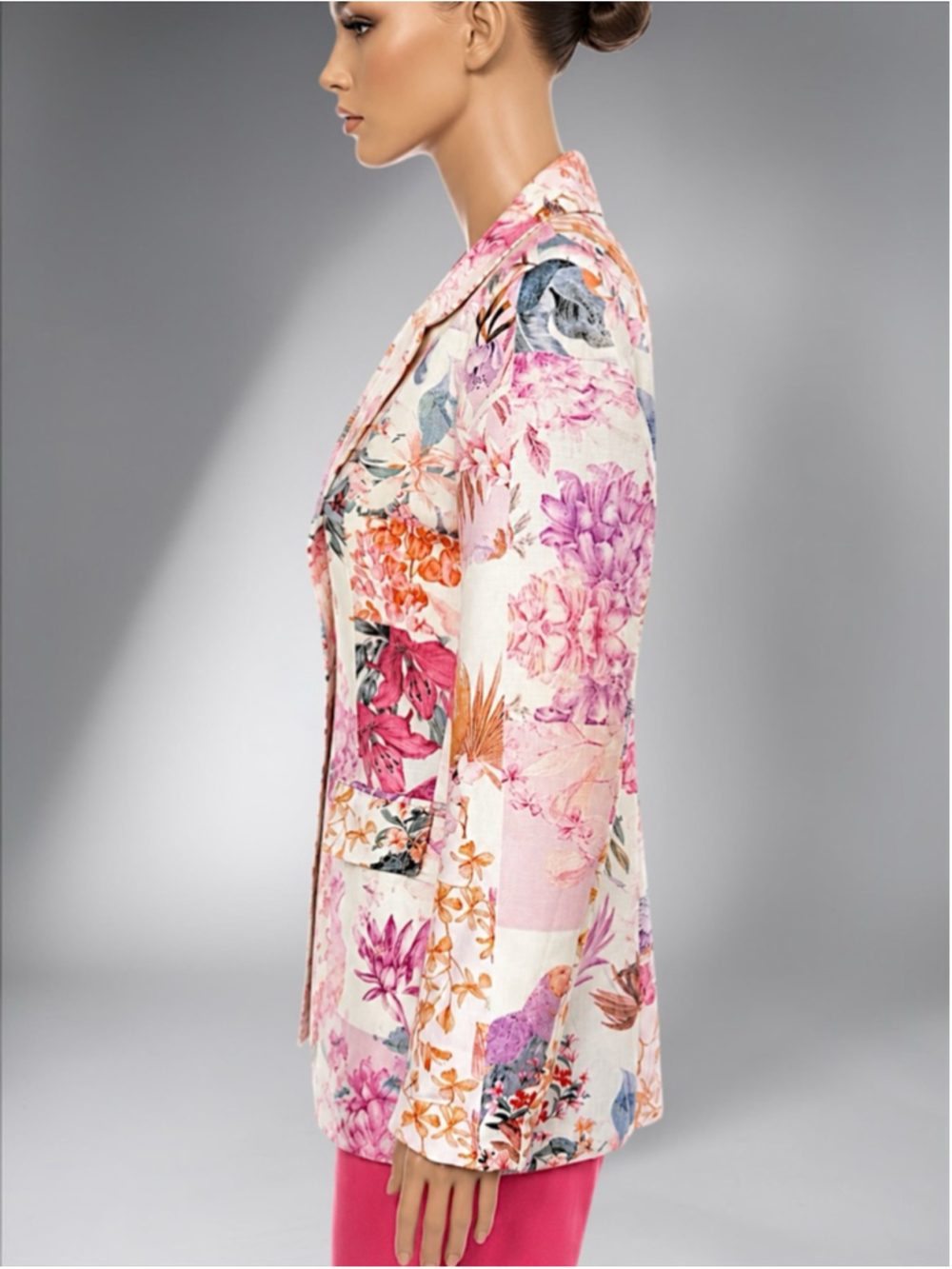 Floral Vintage-Inspired Linen Blend Blazer – Size M - Picture 6 of 10